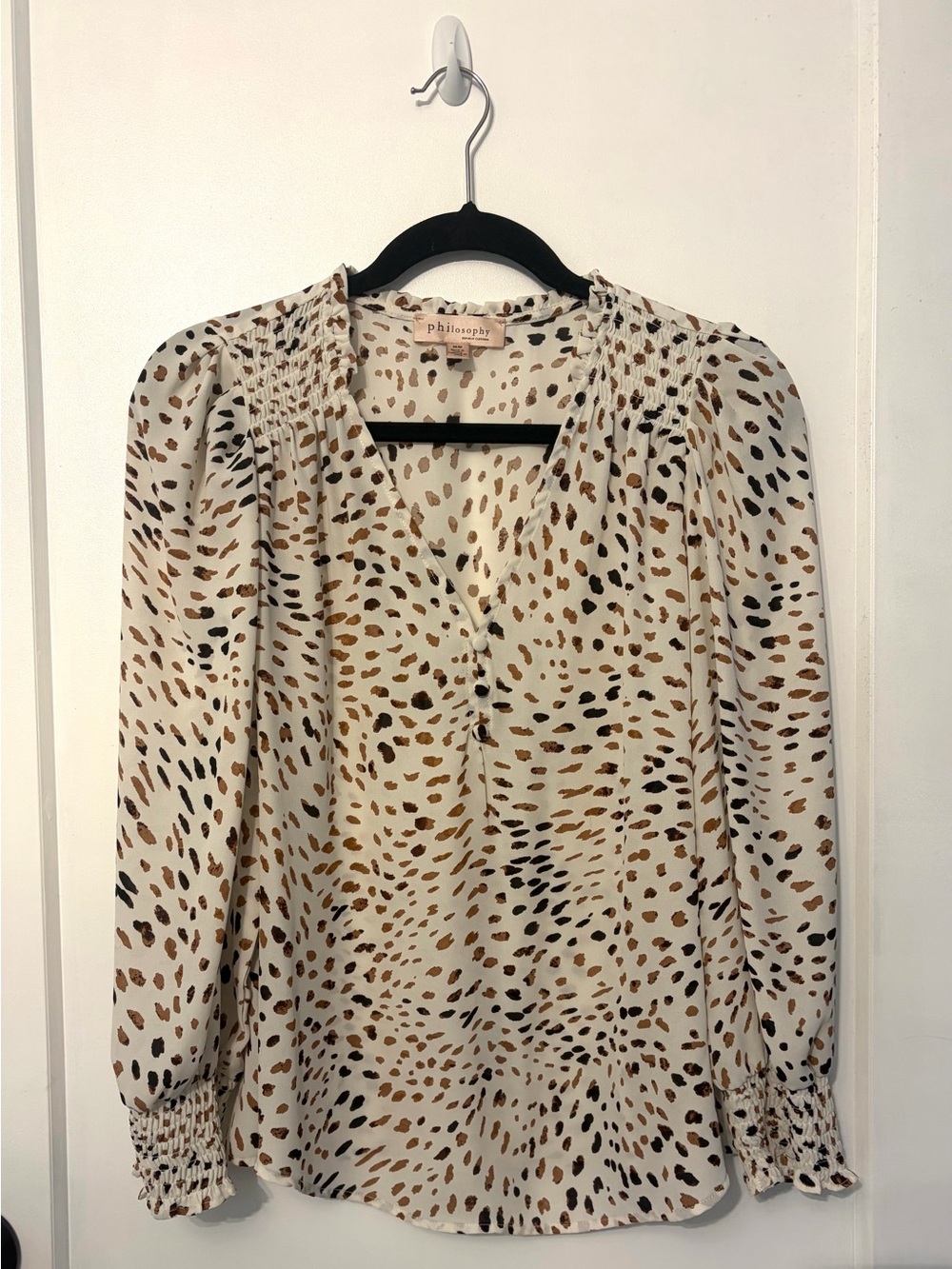 Philosophy Ivory Blouse with Brown & Black Spot Print